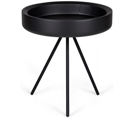 Hygge sofabord i metal og ask træ Ø40 cm - Sort/Sort