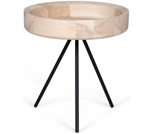 Hygge sofabord i metal og ask træ Ø40 cm - Sort/Sort