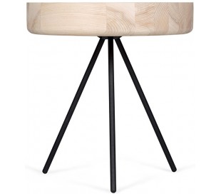 Hygge sofabord i metal og ask træ Ø40 cm - Sort/Sort 2