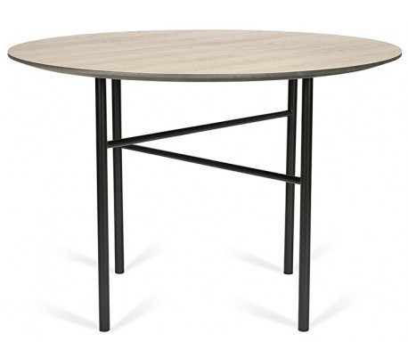 Traversa rundt spisebord i HPL og stål Ø110 cm - Sort/Betongrå