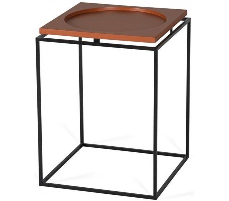 Circle sofabord i metal og mdf 40 x 40 cm - Sort/Terracotta