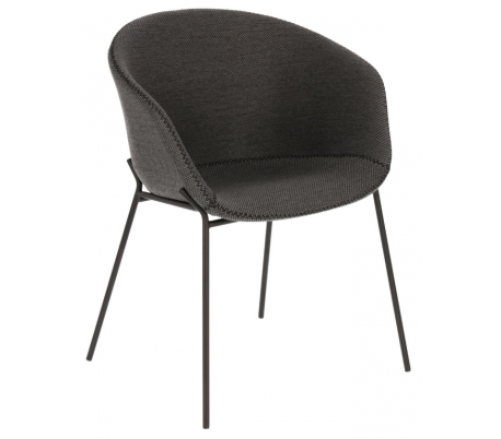 Zadine spisebordsstol i tekstil H76 cm - Sort/Lysegrå