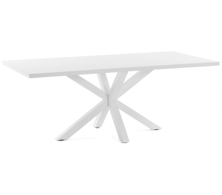 Arya spisebord i melamin og stål 180 x 100 cm - Hvid/Hvid
