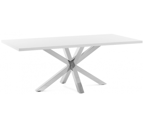 Arya spisebord i mdf og stål 180 x 100 cm - Rustfri stål/Sonoma eg