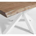 Arya spisebord i egetræ og stål 180 x 100 cm - Hvid/Antik eg