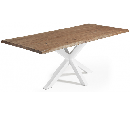 Arya spisebord i egetræ og stål 180 x 100 cm - Hvid/Antik eg