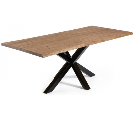 Arya spisebord i egetræ og stål 220 x 100 cm - Hvid/Antik eg