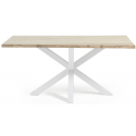 Arya spisebord i egetræ og stål 180 x 100 cm - Hvid/Antik eg