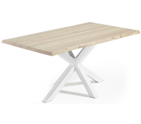 Arya spisebord i egetræ og stål 180 x 100 cm - Hvid/Antik eg