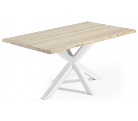 Arya spisebord i egetræ og stål 160 x 90 cm - Hvid/Bleget eg