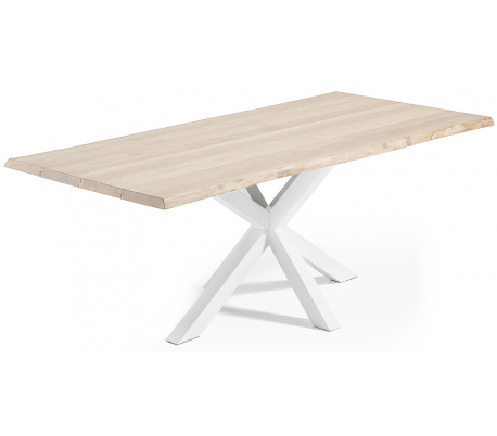 Arya spisebord i egetræ og stål 180 x 100 cm - Hvid/Bleget eg