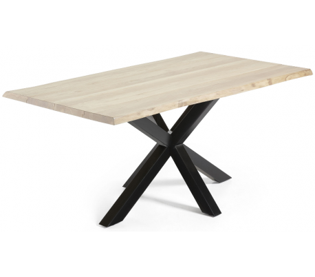 Arya spisebord i egetræ og stål 180 x 100 cm - Hvid/Bleget eg