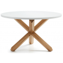 Tic spisebord i ask træ og metal Ø90 cm - Hvid/Natur