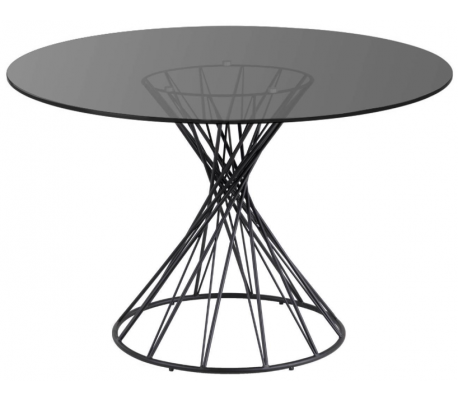 Glow rundt spisebord i polycement og træ Ø120 cm - Natur/Betongrå