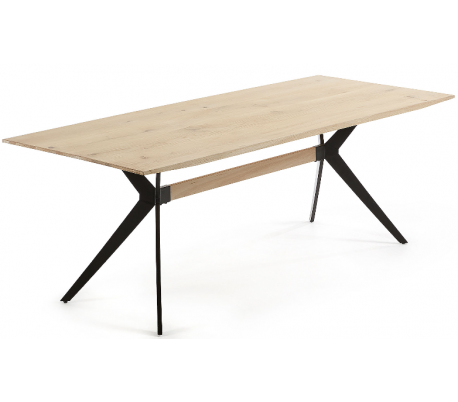 Nack spisebord i egetræ og stål 180 x 100 cm - Sort/Bleget eg