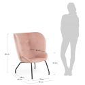 Brida lænestol i velour H82 cm - Sort/Pink