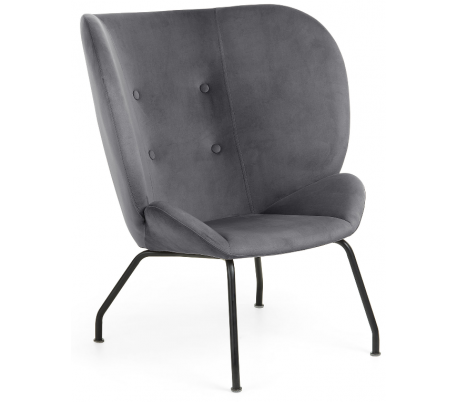 Vernen lænestol i velour H98 cm - Sort/Pink