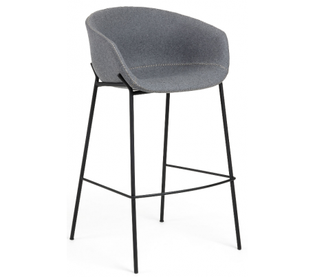 Zadine barstol i uld H99 cm - Sort/Mørkegrøn