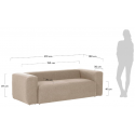 Blok 3-personers sofa i polyester/akryl B240 cm - Beige