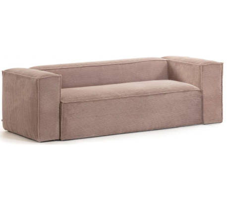 Blok 3-personers sofa i velour ripcurl B240 cm - Grå