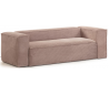 Blok 3-personers sofa i velour ripcurl B240 cm - Pink