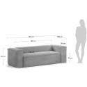 Blok 3-personers sofa i velour ripcurl B240 cm - Grå