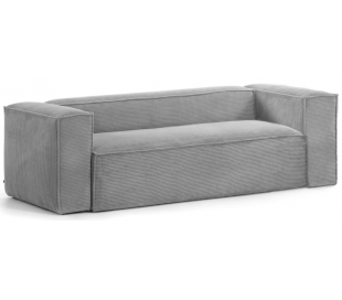 Blok 3-personers sofa i velour ripcurl B240 cm - Grå