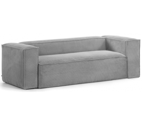 Blok 3-personers sofa i velour ripcurl B240 cm - Grå