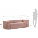 Blok 2-personers sofa i velour ripcurl B210 cm - Grå