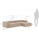 Blok venstrevendt chaiselong sofa i polyester/akryl 330 x 174 cm - Beige