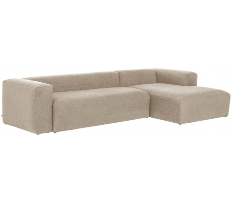 Blok venstrevendt chaiselong sofa i polyester/akryl 330 x 174 cm - Beige