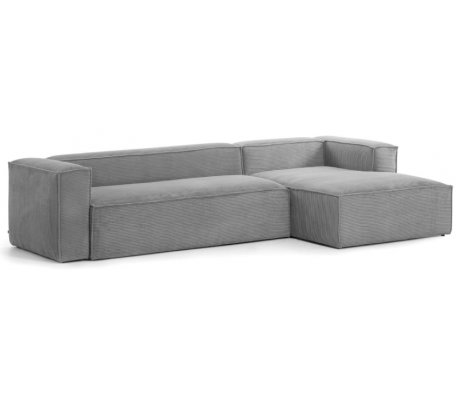 Blok venstrevendt chaiselong sofa i velour ripcurl 330 x 174 cm - Grå
