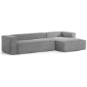 Blok venstrevendt chaiselong sofa i velour ripcurl 330 x 174 cm - Grå