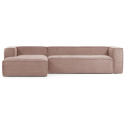 Blok venstrevendt chaiselong sofa i velour ripcurl 330 x 174 cm - Grå