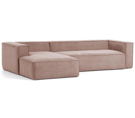 Blok venstrevendt chaiselong sofa i velour ripcurl 330 x 174 cm - Grå
