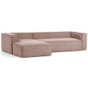 Blok venstrevendt chaiselong sofa i velour ripcurl 330 x 174 cm - Grå