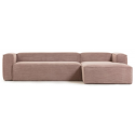 Blok højrevendt chaiselong sofa i velour ripcurl 330 x 174 cm - Grå