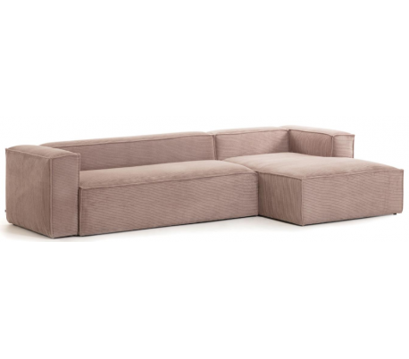 Blok højrevendt chaiselong sofa i velour ripcurl 330 x 174 cm - Grå