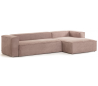 Blok højrevendt chaiselong sofa i velour ripcurl 330 x 174 cm - Pink