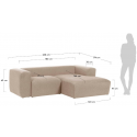 Blok højrevendt chaiselong sofa i polyester/akryl 330 x 174 cm - Beige