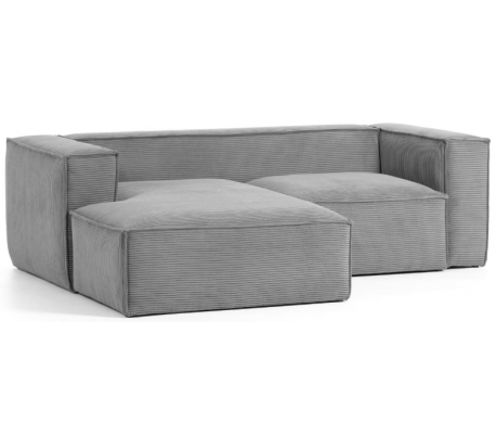 Blok højrevendt chaiselong sofa i velour ripcurl 240 x 174 cm - Grå