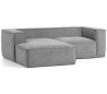 Blok venstrevendt chaiselong sofa i velour ripcurl 240 x 174 cm - Grå