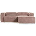 Blok højrevendt chaiselong sofa i velour ripcurl 240 x 174 cm - Grå