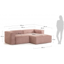 Blok højrevendt chaiselong sofa i velour ripcurl 240 x 174 cm - Grå