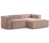 Blok højrevendt chaiselong sofa i velour ripcurl 240 x 174 cm - Pink