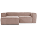 Blok venstrevendt chaiselong sofa i velour ripcurl 240 x 174 cm - Grå