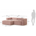 Blok venstrevendt chaiselong sofa i velour ripcurl 240 x 174 cm - Grå