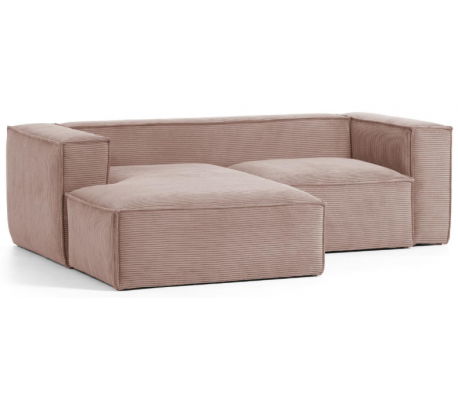 Blok venstrevendt chaiselong sofa i velour ripcurl 240 x 174 cm - Grå