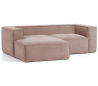 Blok venstrevendt chaiselong sofa i velour ripcurl 240 x 174 cm - Pink