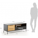Kyoko tvbord i cedertræ og mdf B150 cm - Sort/Natur